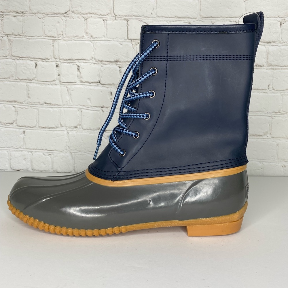 Lands End Womens 502426 Unlined Duck Boots Ankle Lace Up Deep Twilight Blue 11B